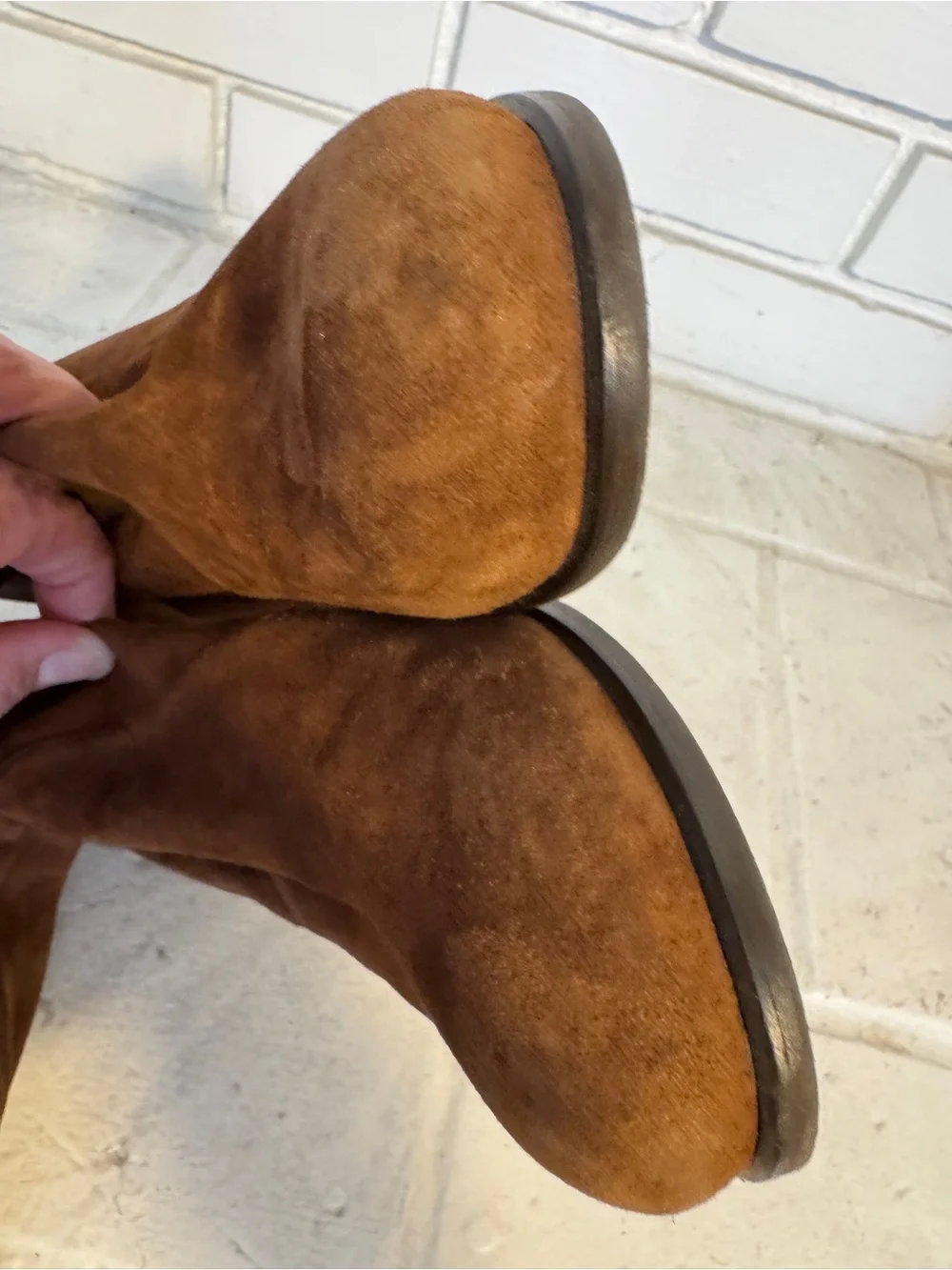 Stuart Weitzman Brown Suede Over-the-Knee Block Heel Boots – Size 9.5M